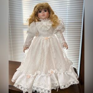 Adorable Doll in White Lace Dress - Classic Girls' Toy